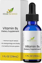 Vitamin B5 Pantothenic Acid, Alcohol-Free Liquid Extract Maintain Healthy Hormones, Support Heart Health, Help Keep Skin and Hair Healthy and Support Immune System - Herb-Science