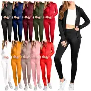 NE PEOPLE Womens Basic Solid Zip Up Jackets & Pants Tracksuits Set NEWTS13