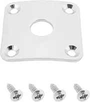 YINETTECH Square Electric Guitar Socket Cover Sheet Metal Socket Cover Plate 35x35mm Aperture 10mm with Screws Compatible with Gibson Les Paul Fits 1/4" Jack Silvery