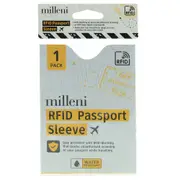 Milleni Travel RFID Passport Sleeve Water/Tear Resistant Secure White