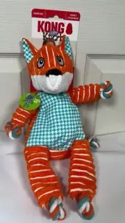 NEW Kong Floppy Fox Dog Toy Knots Medium/Large Durable Rope Body Textured Plush