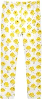 [Joisal] Cute Chicks White Pants for Girls, Flexible for Yoga Pants Kids, 4-10T