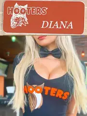~NEW~ DIANA HOOTERS Girl Uniform Collectible Pin Back Badge Tag Orange NAME TAG