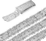 uxcell 5 Yards 3 Inch Elastic Sequins Trim Flat Sequin Strip Paillette Fabric Ribbon for Crafts DIY Fringe Sewing Costume Dress, Silver Tone