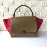 CELINE Trapeze Medium Leather 2way Handbag Shoulder Bag Beige & Pink Used F/S JP