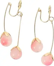 [TENDYCOCO] Coil Ear Clip Christmas Earrings Fashion Earrings Locket Fruit Earrings Tassel Clip on Earrings Clip Earrings for Women Chic Earring Ear Clips Zinc Alloy Pink