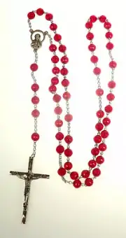 Irish J. C Walsh & Sons, Ireland Red Rosary Beads A20814