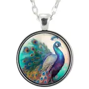 Colorful Peacock Pendant Necklace, Handmade Exquisite Art, Vibrant Avian Beauty