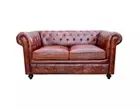 Handmade Vintage Leather Two 2 Seater Lobby Sofa for Office Hotel Living Room