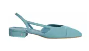 Chanel 21S Denim Blue Neon Mademoiselle Coco Sling Slingback Flat Sandal 37