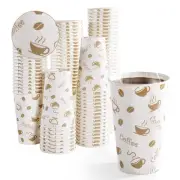 100 Pack 16oz Paper Coffee Cups, Disposable Insulated Hot Coffee Cups 16 Ounc...