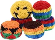 Funny Hacky Ball Sacks, 6pcs Knit Sack Balls Kids Knitted Kickball Woven Kickball Geometric Patterns Footbag Kick Sack Funny Kick Balls for Outdoor