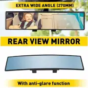 Universal 270MM Convex Wide Interior Clip Rear On View Blue Tint Mirror HD Lens