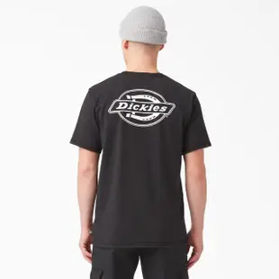 【Dickies】男女款黑色純棉前後品牌Logo印花短袖T恤｜DK011799BLK