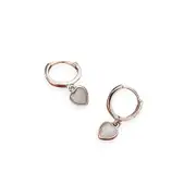 ANYCO Fashion Earrings Silver 925 Sterling Simple Love Heart Opal Pendant for Women Huggies Jewelry Gift