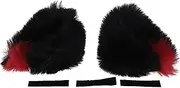 X AUTOHAUX Motorcycle Helmet Accessories Decoration Gradient Cat Ears for Motorcycle Bicycle Skiing Helmets Black Red Plush Sticker 1 Set