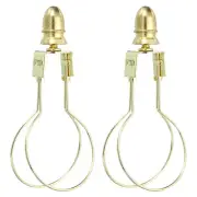 Light Bulb Holder with Finial, 2 Pcs Lamp Shade Bracket Clip Adapter, Gold Tone