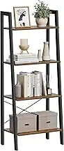 VASAGLE Ladder Shelf, 4-Tier Bookshelf, Storage Rack, Bookcase with Steel Frame, for Living Room, Home Office, Kitchen, Bedroom, Industrial Style, Rustic Brown and Black ULLS44X