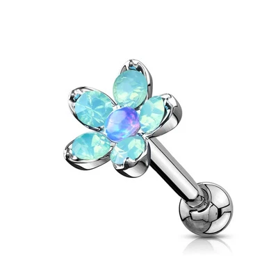 Piercing Ear Helix Flower Opalite Blue