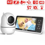 5''Video Baby Monitor with Camera Pan-Tilt-4X Zoom 2-Way Audio Night Vision Temp