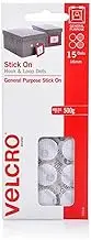 VELCRO Brand Stick on Hook and Loop Fasteners Dots Circles, 16mm, Pack of 15, White