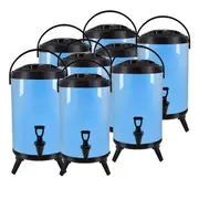 SOGA 8X 10L Stainless Steel Insulated Milk Tea Barrel Hot and Cold Beverage Dispenser Container with Faucet Blue