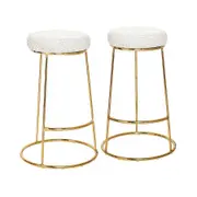 Coco Bar Stool (Set of 2) - Light Beige Boucle Fabric Golden Legs