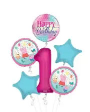 PeppaPig Happy Birthday Balloon Bouquet (6 Balloons) | Viva Party
