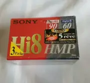 3 pack of Sony Hi 8 / Digital 8 Camcorder Videotape Videocasette P5-90HMP New