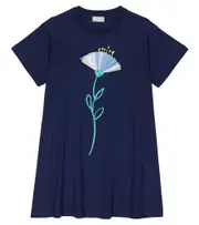 [Il Gufo] Il Gufo Floral print cotton T-shirt dress Y 12 blue