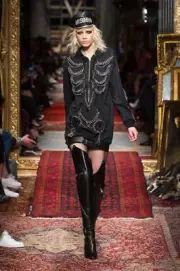 AW16 Moschino Couture Jeremy Scott BLACK SWEATSHIRT HOODIE DRESS W/ CHAINS HOOPS