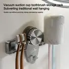 Wallmount Mouthwash Cup Rack Suction Toothpaste Stand Toothbrush Holder