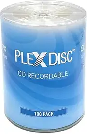 PlexDisc CD-R 700MB 52X Shiny Silver Top Blank CDs for Music & Data - 100 Pack Blank CD-R Discs for Burning, Recording, and Storage (No Container)