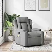 Massage Recliner Chair Light Grey Fabric for Living Room Reading, Comfy Lounge Reclining - Space Saving Furniture Chairs