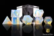 Natural Opal Gemstone RPG Dice Set - 7 Pieces Handcrafted Resin Dice by Baron of