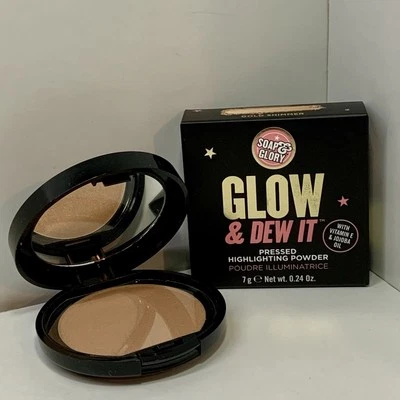 Soap And Glory Glow & Dew It Pressed Highlighting Powder Gold Shimmer New In Box