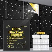 LUCMO Blackout Blinds 39" x 57", 100% Light Blocking Curtain for Window, No Drill Portable Shades Film for Bedroom, Cut to Any Size, Nursery Blind for Baby, Stars