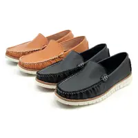 在飛比找PChome24h購物優惠-(101玩Shoes)MIT手縫素面摺皺平底休閒鞋-棕色/黑