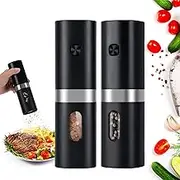 Electric Salt and Pepper Grinder Set, Battery Operated Black Pepper Grinder(without Battery), Salt Grinder with LED Light, One-hand Button Control, Adjustable Coarseness, Pepper Mill Refillable