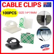 100X Cable Clips Holder Tidy Adhesive Home Car Wire Tie Fixer Drop Clamp Cord AU