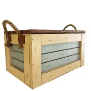 BEACH COASTAL DESIGN DECORATIVE WOODEN HINGED LID STORAGE BOX HOME DECOR NEW