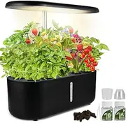 Tigvio 10 Pod Indoor Herb Garden Kit with 24w LED Grow Light and 3.6L Water Tank, Hydroponics Growing System for Vegetables and Flowers/Fruits, Automatic Water Circulation, Height Adjustable