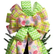 Large Easter Tree Topper Bow 52x13 Inch Pre-Tied Wired Egg Ribbon Wreath Bows...