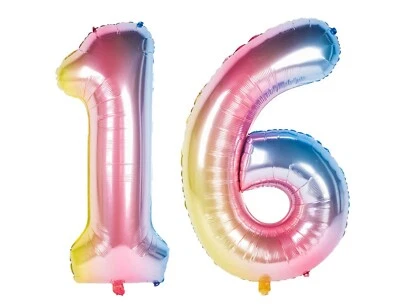 16" Sweet 16 Gradient Unicorn Pink Foil Number Balloons Birthday Party Princess