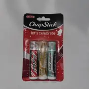 3 PACK Chapstick Let's Celebrate Lip Balm-Pumpkin Pie/Holiday Cocoa/Candy Cane