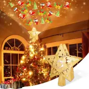 Star Christmas Tree Topper, Lighted with Built-In Rotating LED Projector, Glitte