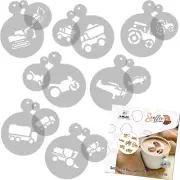 14 pcs Coffee and Cake Decorating Stencils // 11cm and 7cm // TRANSPORT