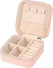 MATHARAGO Portable Jewelry Box Organizer Small Jewelry Box Travel Mini Storage Organizer Portable, Gift Idea for Women, Girls (Pink)