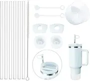 Stanley Cup Accessories - Replacement Reusable Straw with Cleaner Brush Straw Stopper Cover Compatible with Stanley Cup 40oz, Spill Proof Leakproof, Silicon Boots for Stanley with Handle, 14 Pcs