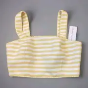 NEW NWT Christian LaCroix Yellow White Crop Top Anchor Zip Bandini Style Size 2
